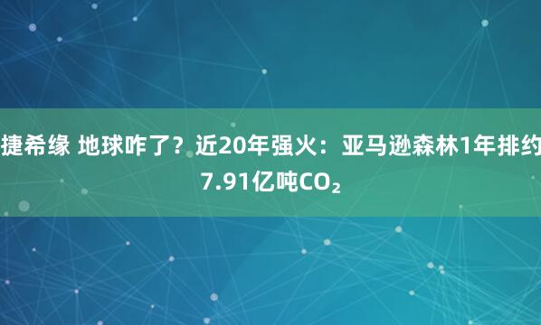 捷希缘 地球咋了？近20年强火：亚马逊森林1年排约7.91亿吨CO₂